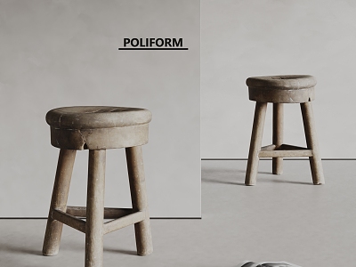 poliform modern shabby stool solid wood stool 3d model