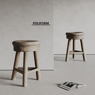 poliform modern shabby stool solid wood stool 3d model