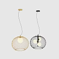 Modern Gold Geometric Mesh Pendant Lights With Spherical Metal Frame And Open Design