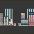 Colorful City Model With High Rise Buildings And Central Green Park Area