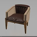 Accent Chair With Dark Brown Upholstered Seat Backrest Light Pink Armrests Wooden Legs Decorative Studs
