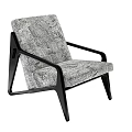Modern Accent Chair With Houndstooth Pattern And Black Frame Design 3d model