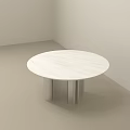 Modern Round Coffee Table With White Top And Multi Column Base Design 3d model
