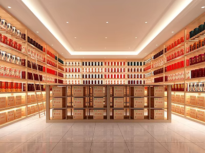 Bright Tidy Specialty Store Interior Featuring Neatly Arranged Shelves And Various Colored Products 3d model
