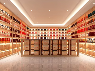 Bright Tidy Specialty Store Interior Featuring Neatly Arranged Shelves And Various Colored Products 3d model