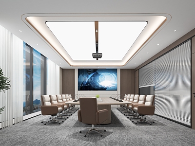 Light Luxury Conference Room Conference Table and Chair Projection Curtain model