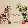 Creative Floral Display Installations With Colorful Fresh Flowers Green Leaves And Elegant Decor