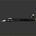 Dark Colored Fighter Jet With Red Star Markings Pointed Nose Number 102 3D Render