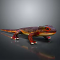 Shiny Purple Yellow Gecko With Red Eyes On Gray Background Surface Reflection