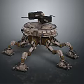 Industrial Mechanical Spider Robot With Armored Turret And Multi Legged Structure 3d model