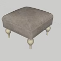 Light Gray Upholstered Ottoman with Classic Turned Wooden Legs for Living Room Decor