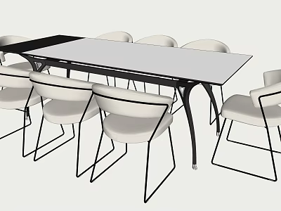 Minimalist Modern Conference Table With White Tabletop Black Legs And White Chairs 3d model