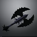 Dark Fantasy 3D Sword Featuring Bat Like Wings Purple Blade and Spikes