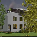 Modern Two Story Detached Villa Exterior Design With Large Glass Windows And Balcony