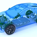 Transparent Electric Car Technical Structure With Battery Engine And Suspension System