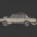 Rusty Beige Old Car With Solar Panels On Roof And Front Device