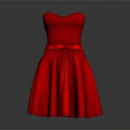 Elegant Strapless Red Dress With Bow At Waist And A Line Skirt