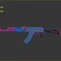 Military Assault Rifle With Wooden Stock Red Grip And Metal Components