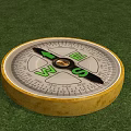 Decorative Ornament Set Featuring Round Compass With Yellow Base On Green Grass 3d model