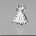 Elegant White Princess Satin Dress With Ruffled Hem And Puffed Sleeves