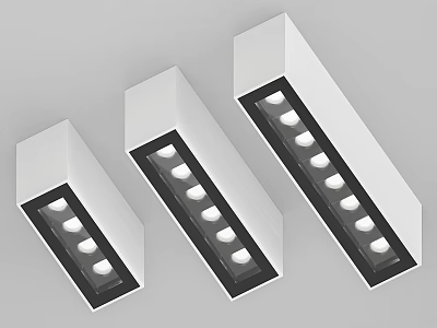 Linear Recessed Spotlights With White Housing Black Trim Multiple Bulbs Three Sizes Modern Design 3d model
