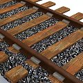 Railroad Track Road Infrastructure With Steel Rails Wooden Sleepers And Gravel Ballast