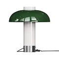 Modern Table Lamp With Orange Dome Lampshade White Pole And Metal Base