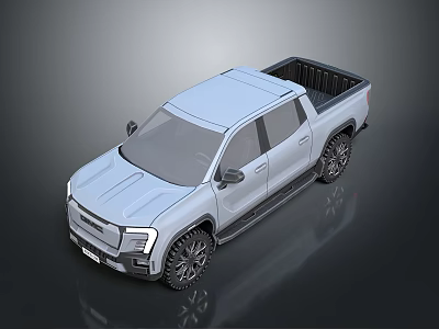 Modern White Pickup Truck 3D Render With Cargo Bed And Alloy Wheels 3d model