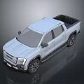 Modern White Pickup Truck 3D Render With Cargo Bed And Alloy Wheels