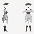 Retro Style Women's Clothing Set With Hat Puffed Sleeve Blouse Corset Dress And Boots
