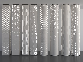 Luminous Column Hollow Column Gradient Hollow Column Technology Sense Decorative Column Gradient Perforated Column Cylinder 3d model