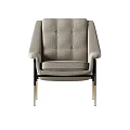 Modern Single Sofa With Light Gray Fabric Tufted Back Armrest And Metal Legs 3d model