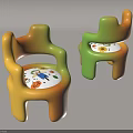 Kids Leisure Chairs With Gradient Colors And Cute Cartoon Pattern Seats