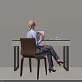 Modern Home Office Desk Setup With Woman Working on Laptop White Cup and Documents