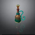 Colorful Decorative Bottle With Gradient Colors Curved Blue Handle And Yellow Red Top