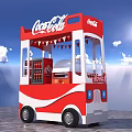 Coca Cola Red And White Mobile Vending Cart With Beverage Dispensers And Display Shelves