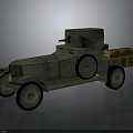 Vintage Armored Military Vehicle With Machine Gun And Wooden Cargo Crates