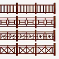 Wooden Railings Featuring Various Decorative Patterns And Traditional Design Styles 3d model