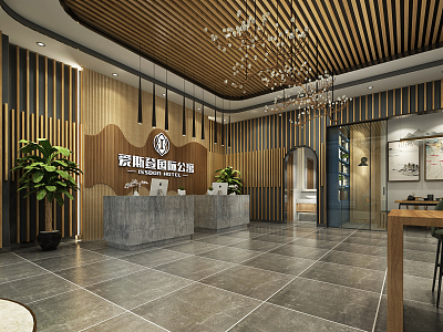 Modern lobby hotel lobby 3d model