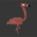 Red Flamingo Character With Stylized Geometric Low Poly Design And 3D Rendered Artwork