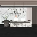 Company Front Desk Background Wall Reception Area Bar Desk Reception Desk Lobby Simple Lobby 3d model