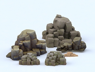 Rock Stone Block Granite Boulder Mountain Rockery 3d model