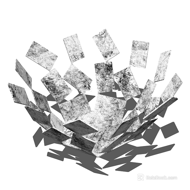 Geometric Shaped Metallic Textured Decorative Ornament Set With Layered Stacked Pieces for Home Decoration 3d model 