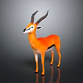 Orange Antelope With Black Horns White Face Standing On Gray Background
