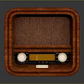 Classic Vintage Red Wooden Radio With Mesh Grille And Control Knobs
