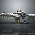 Futuristic Sci-Fi Weapon With Metallic Structure Detailed Sights And Mechanical Parts