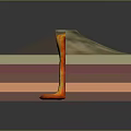 Volcano Cross Section Structure With Layers And Magma Eruption Channel