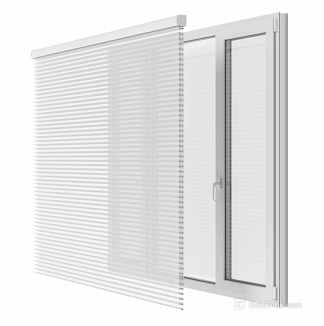 White Vertical Blinds On Glass Door For Home Privacy And Light Control 3d model 
