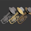 Vibrant Musical Instrument Art Tools Featuring Brass Silver Copper Horn Mouthpieces And Colorful Finishes