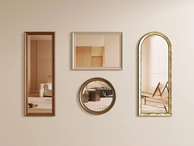 Different Shaped Wall Mirrors With Various Frame Designs For Interior Decor 3d model